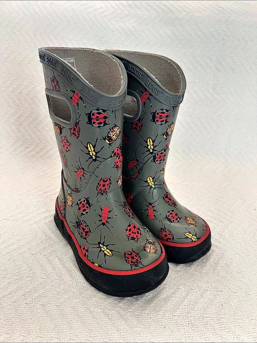 Bogs Rainboot Bugs Rain Boots Gray & Red